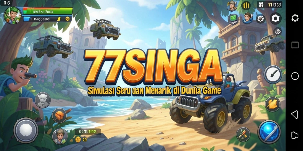 Screenshot utama 77SINGA menampilkan gameplay simulasi yang mendalam.