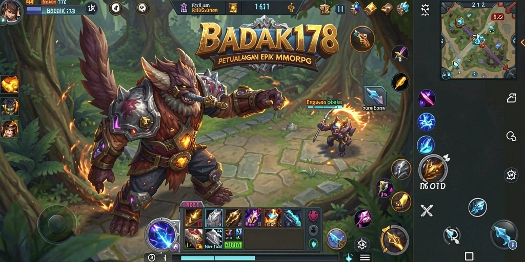 Screenshot gameplay BADAK178 menunjukkan pertempuran seru dalam dunia MMORPG.