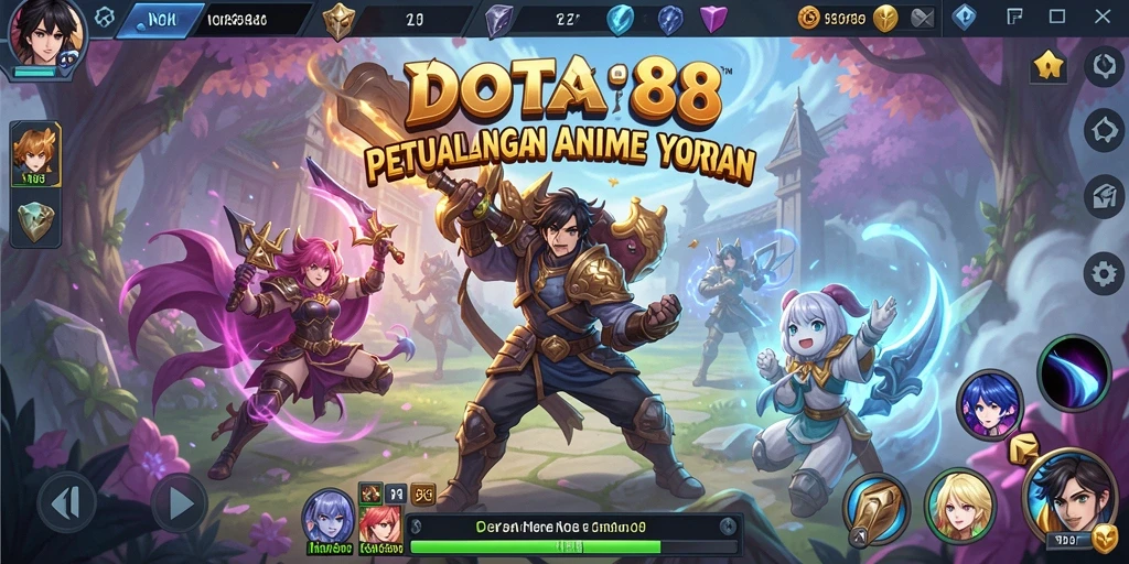Tampilan gameplay DOTA88 yang penuh aksi dan karakter Anime.