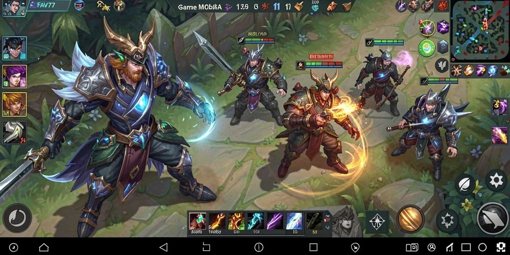 Tampilan gameplay seru di FAV77 dengan aksi MOBA yang mendebarkan.