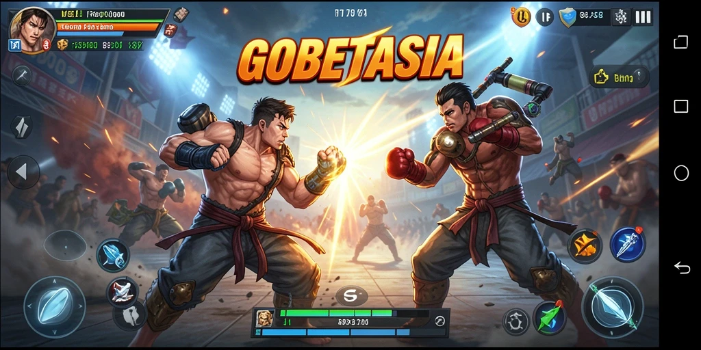 Gameplay seru dari GOBETASIA dengan pertarungan intens.
