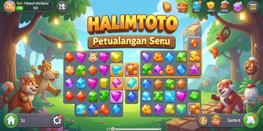 Screenshot gameplay HALIMTOTO menunjukkan keseruan mencocokkan objek.