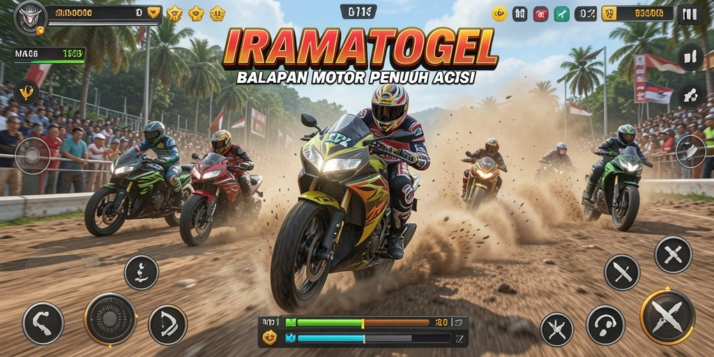 Tampilan gameplay seru balapan motor di IRAMATOGEL.
