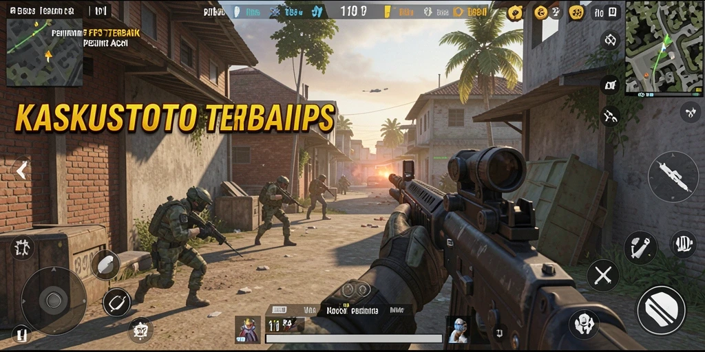 Screenshot gameplay KASKUSTOTO menunjukkan pertempuran seru dalam mode FPS.