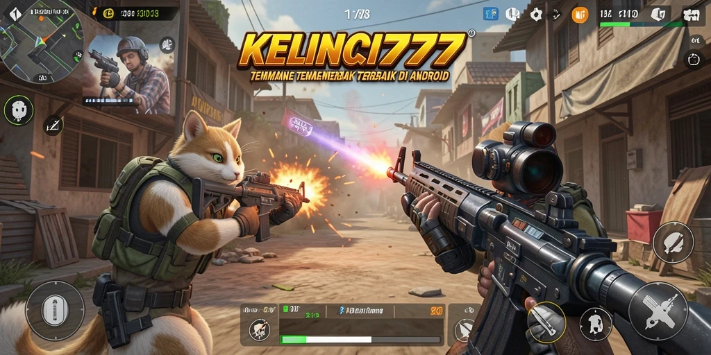 Screenshot utama KELINCI777 menampilkan pertempuran seru dalam game FPS.