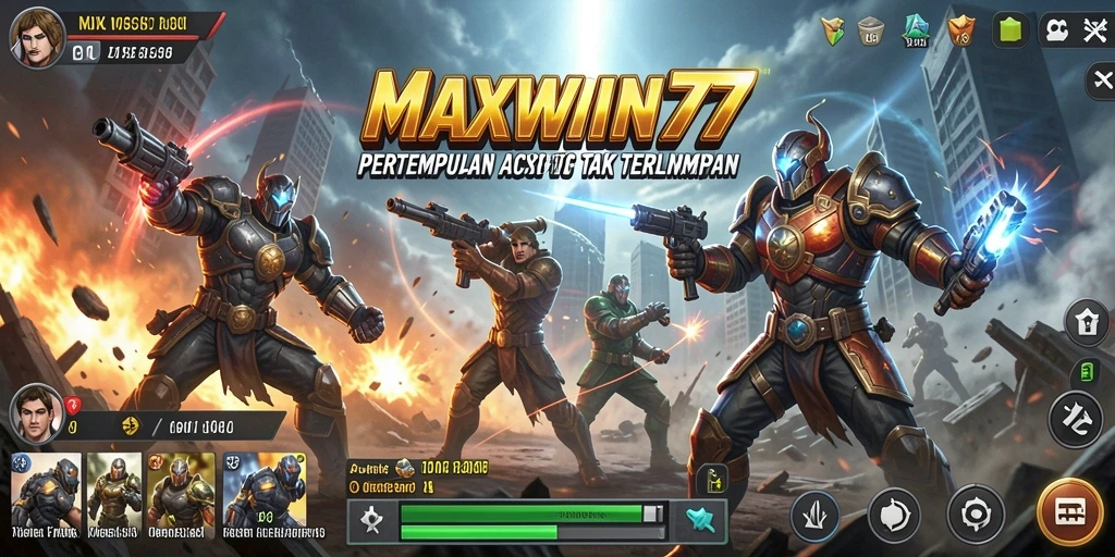 Screenshot gameplay MAXWIN77 yang menampilkan pertempuran seru.
