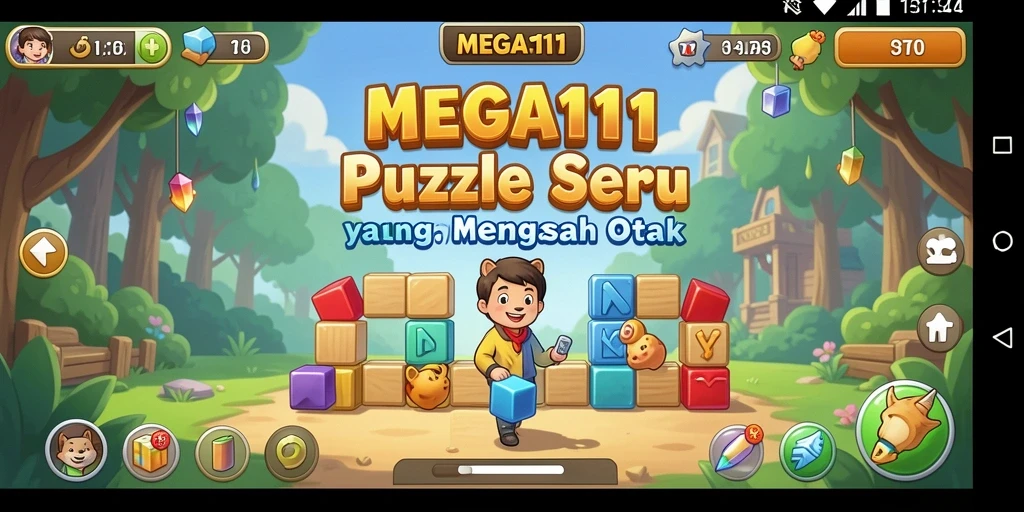 Tampilan gameplay MEGA111 yang penuh warna dan menantang.
