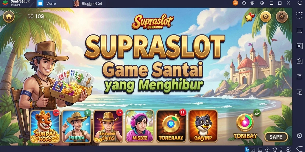 Tampilan utama gameplay SUPRASLOT yang penuh warna dan menyenangkan.