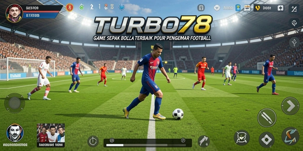 Tampilan gameplay TURBO78 dengan aksi sepak bola yang seru.